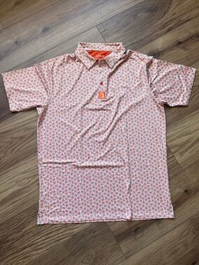 Bogey Bros Short-Sleeve Polo in Peach Print “Tooty Frooty”